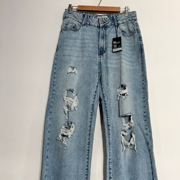 NWT | High-Rise Distressed 90s Baggy Wide-Leg Jeans - Picture 1 of 5
